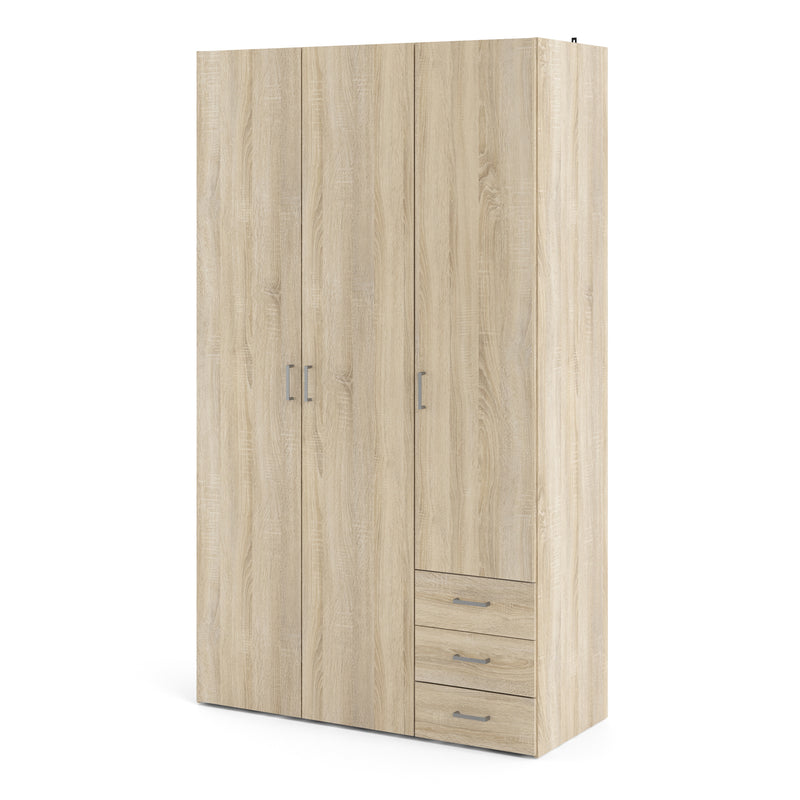 Space Wardrobe 3 Doors 3 Drawers in Oak 2000 — detail view