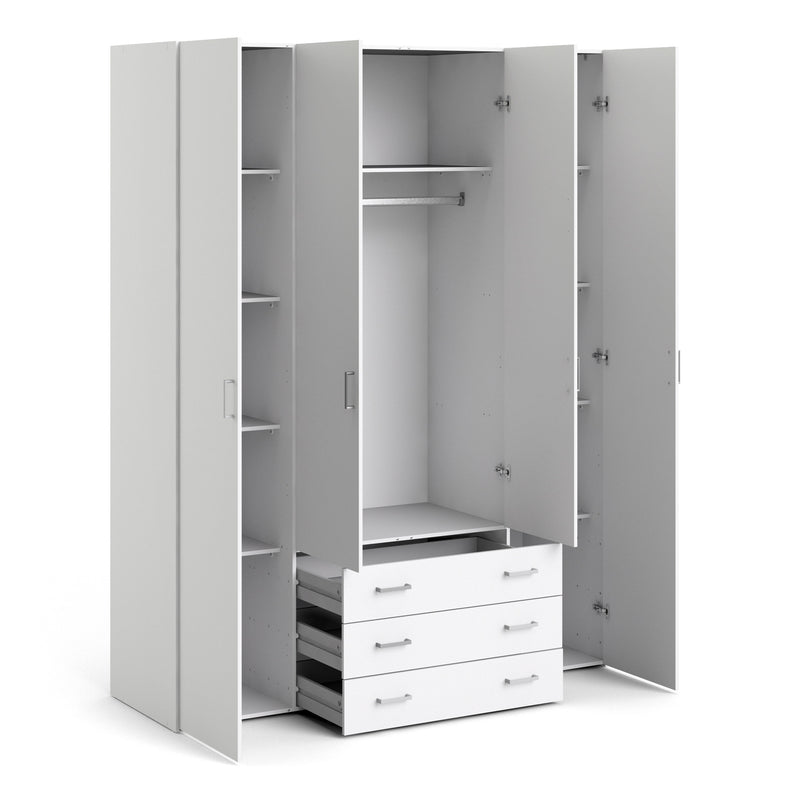 Space Wardrobe 4 Doors 3 Drawers in White 2000 — alternative angle