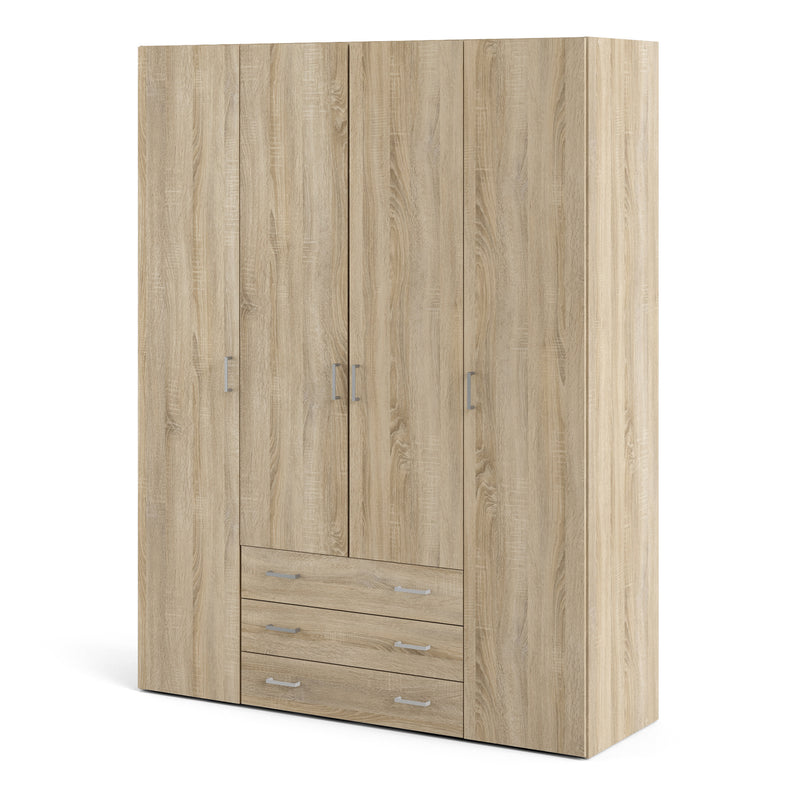 Space Wardrobe 4 Doors 3 Drawers in Oak 2000 — detail view