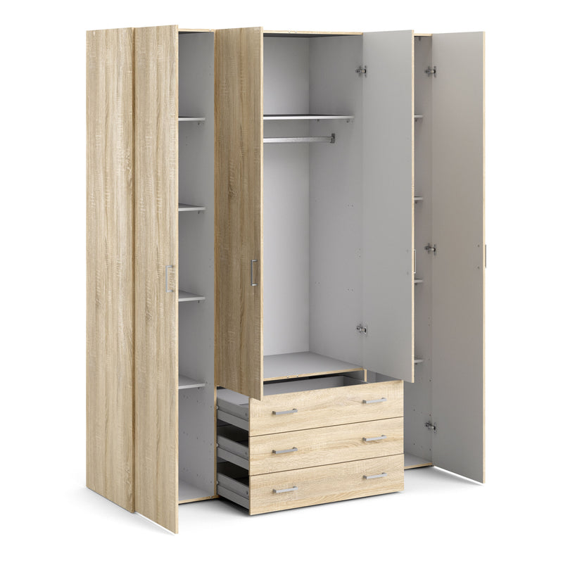 Space Wardrobe 4 Doors 3 Drawers in Oak 2000 — alternative angle