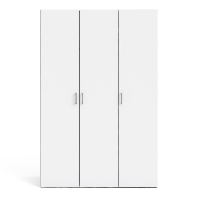 Space Wardrobe 3 Doors White 1750 — side angle