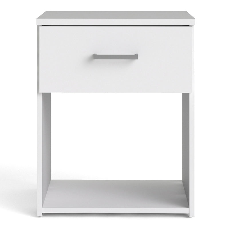 Space Bedside 1 Drawer in White — side angle