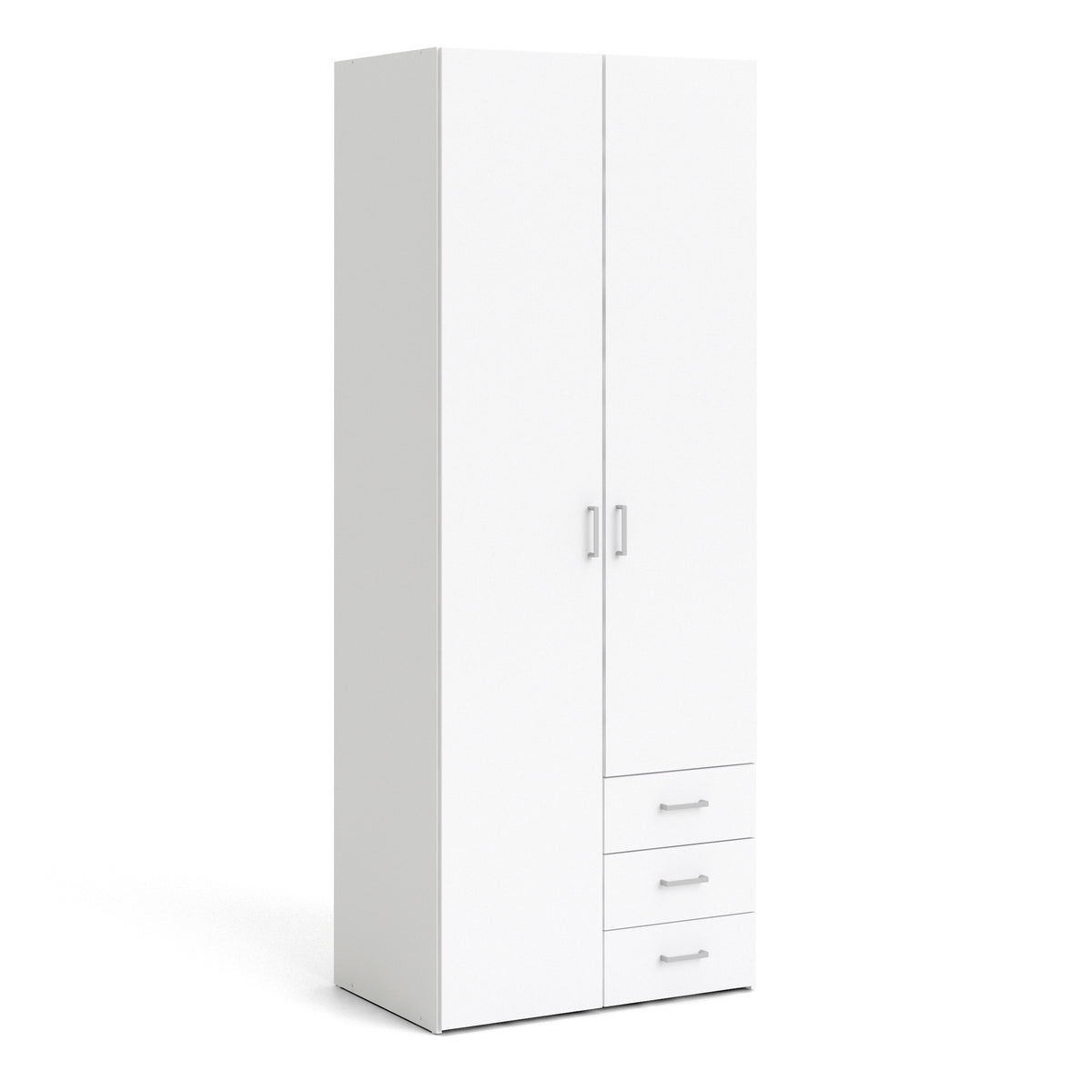 Space Wardrobe 2 Doors 3 Drawers in White 2000 — front view