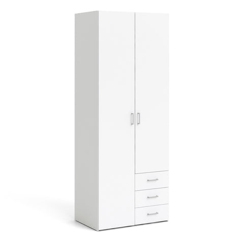 Space Wardrobe 2 Doors 3 Drawers in White 2000 — front view