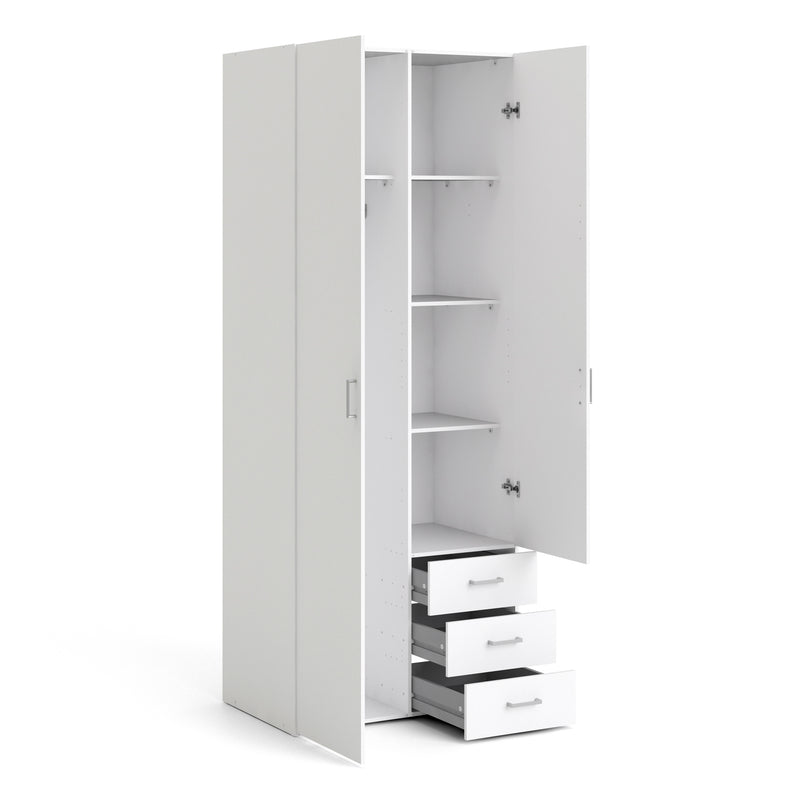 Space Wardrobe 2 Doors 3 Drawers in White 2000 — alternative angle