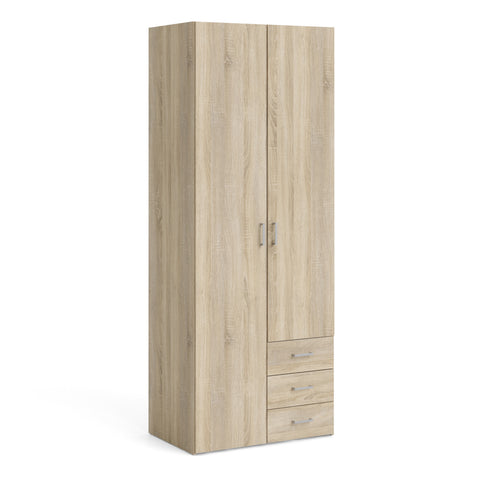 Space Wardrobe 2 Doors 3 Drawers in Oak 2000 — front view
