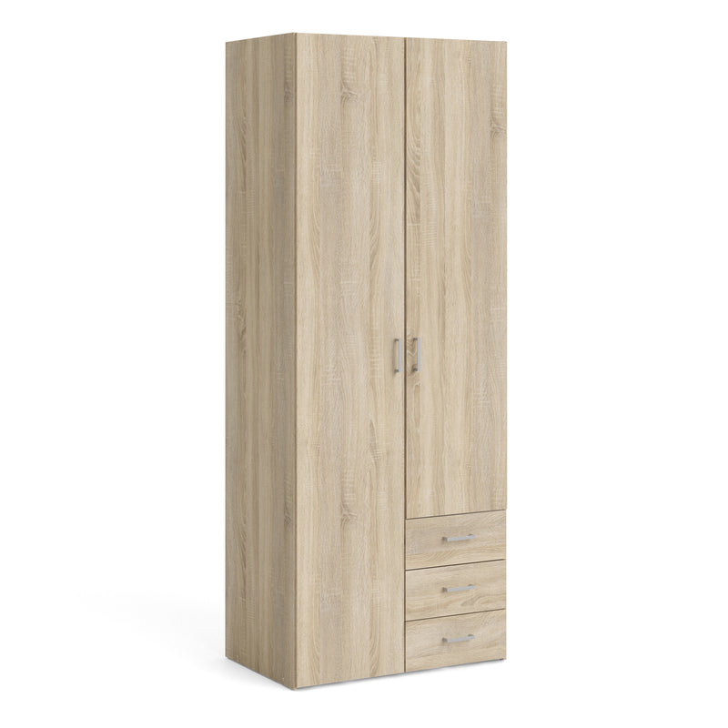 Space Wardrobe 2 Doors 3 Drawers in Oak 2000 — front view