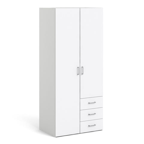 Space Wardrobe 2 Doors 3 Drawers White 1750 — front view