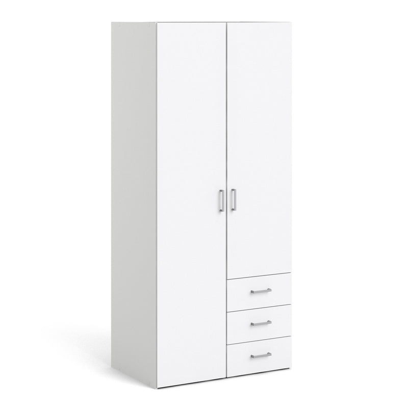 Space Wardrobe 2 Doors 3 Drawers White 1750 — front view
