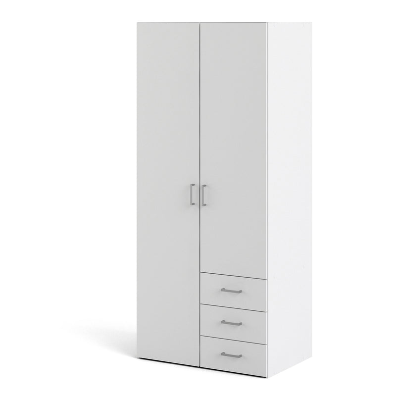 Space Wardrobe 2 Doors 3 Drawers White 1750 — detail view