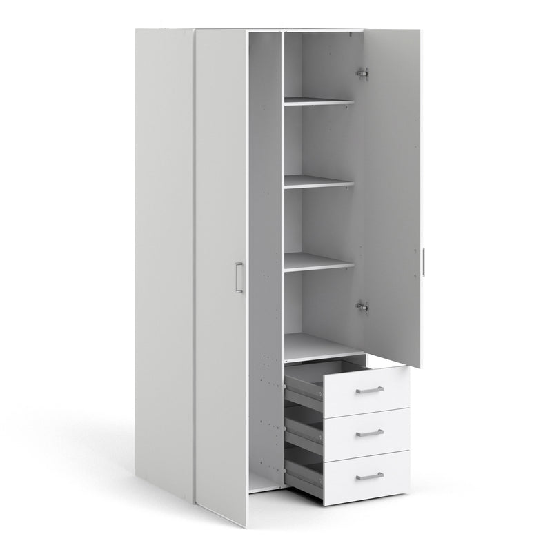 Space Wardrobe 2 Doors 3 Drawers White 1750 — alternative angle