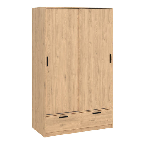 Line Wardrobe with 2 Doors 2 Drawers in Jackson Hickory Oak — front view