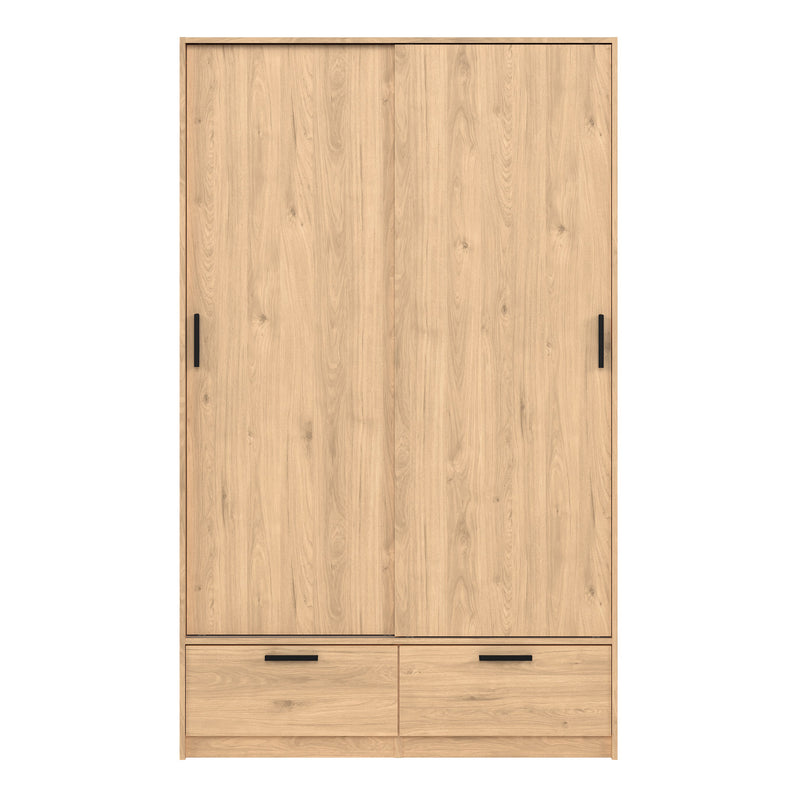 Line Wardrobe with 2 Doors 2 Drawers in Jackson Hickory Oak — view