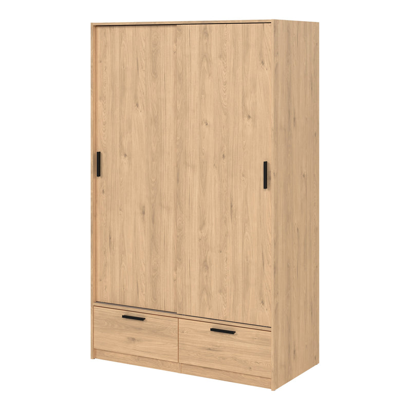 Line Wardrobe with 2 Doors 2 Drawers in Jackson Hickory Oak — detail view