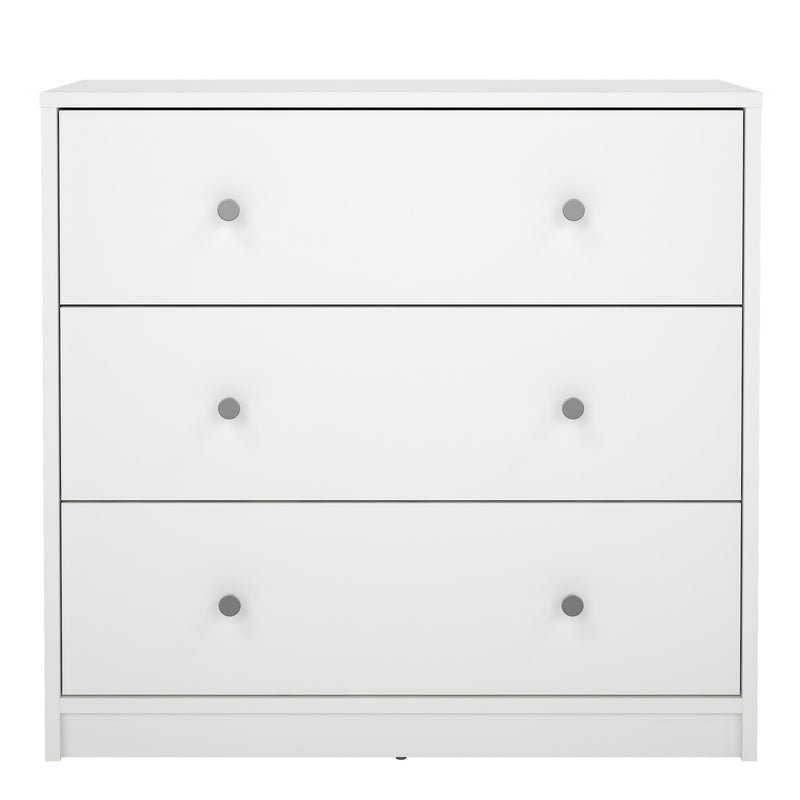 May Chest of 3 Drawers in White — side angle