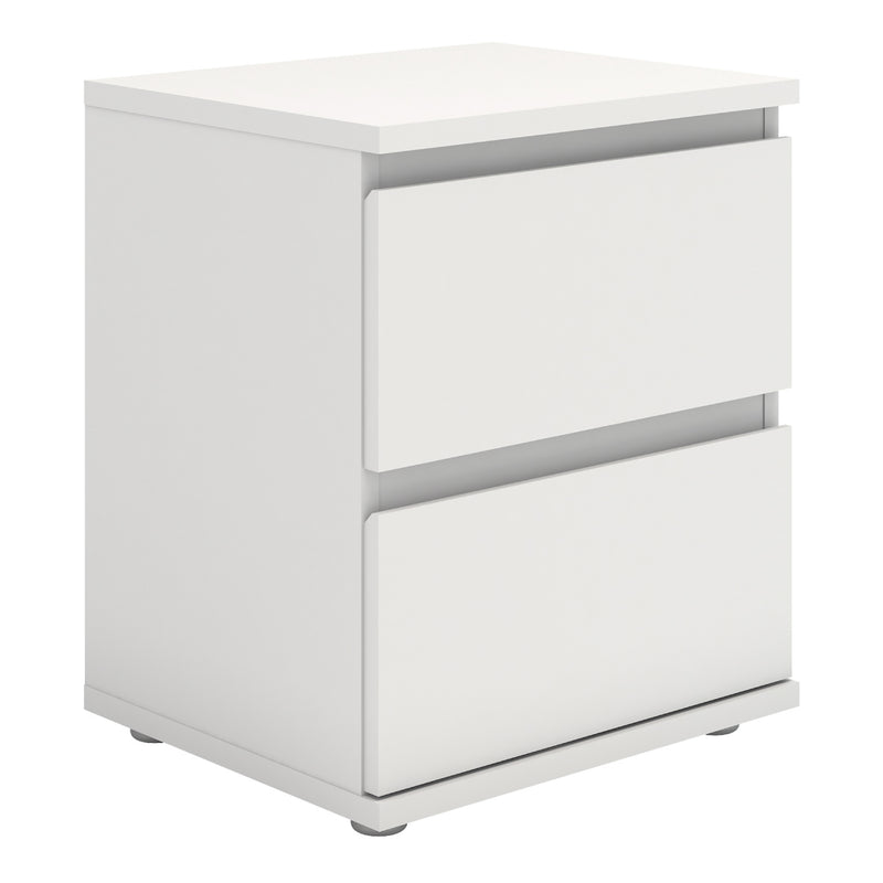 Nova Bedside 2 Drawer in White — front view