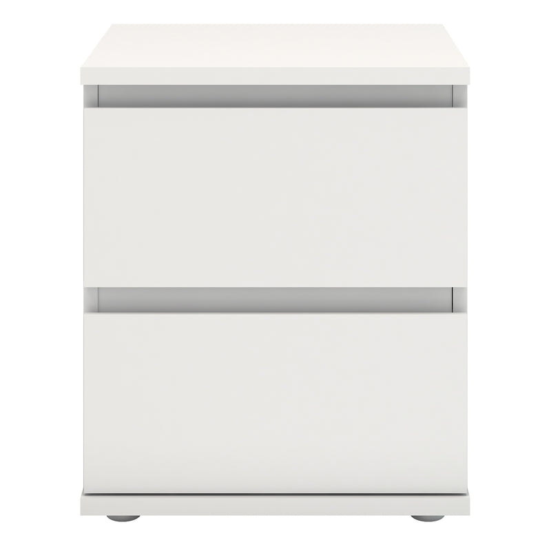 Nova Bedside 2 Drawer in White — side angle