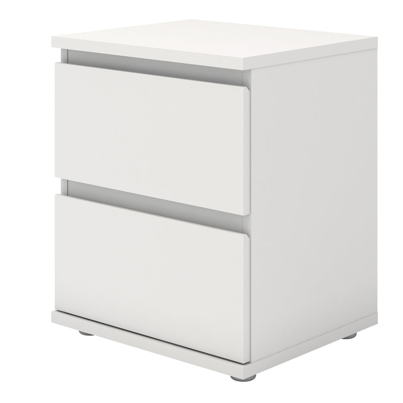 Nova Bedside 2 Drawer in White — detail view