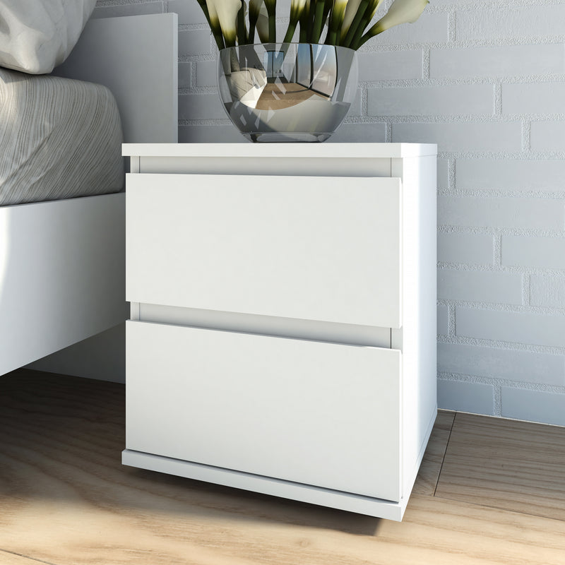 Nova Bedside 2 Drawer in White — alternative angle