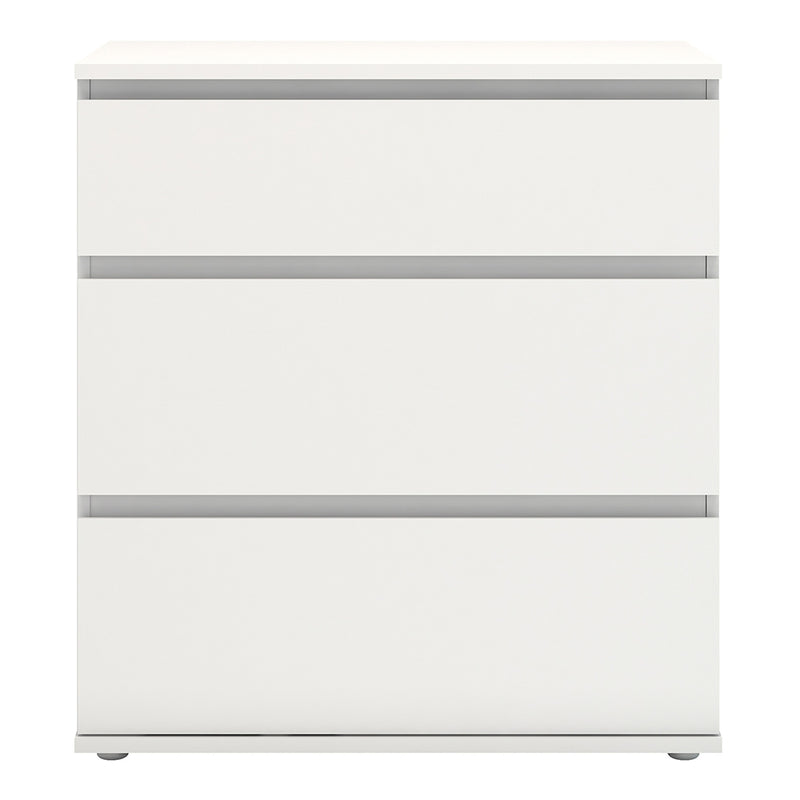 Nova Chest of 3 Drawers in White — side angle