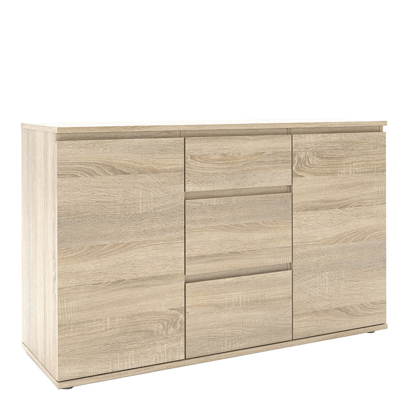 Nova Sideboard 3 Drawers 2 Doors in Oak — front view