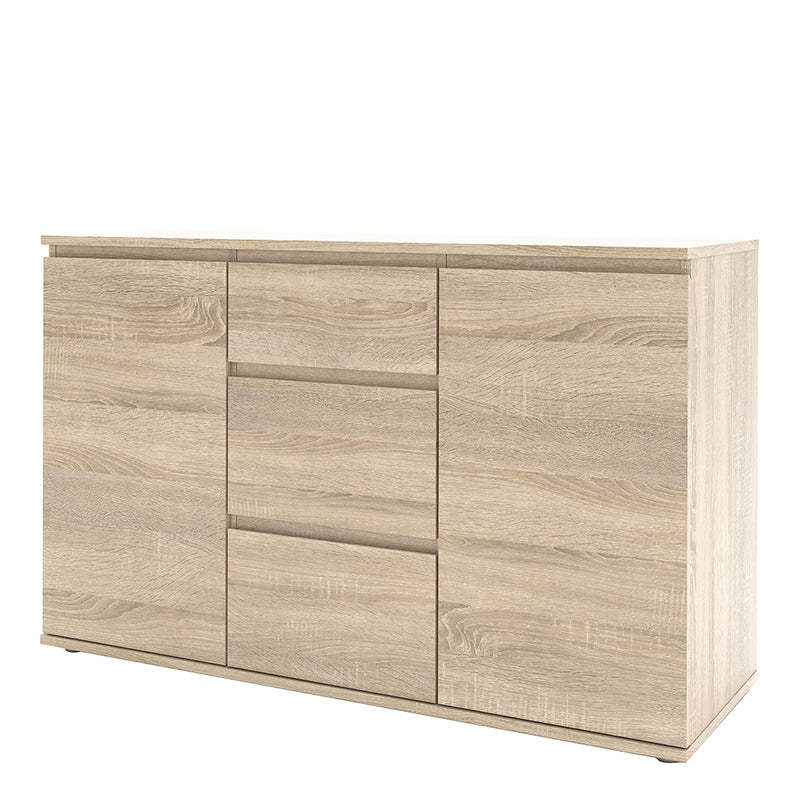 Nova Sideboard 3 Drawers 2 Doors in Oak — side angle