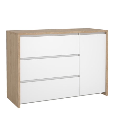 Next Sideboard with 1 door and 3 drawers Jackson Hickory White high gloss — front view