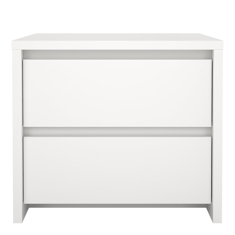 Next Nightstand 2 drawers White — side angle