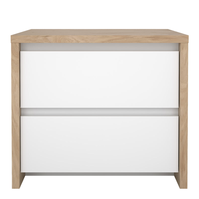 Next Nightstand 2 drawers Jackson Hickory White high gloss — side angle