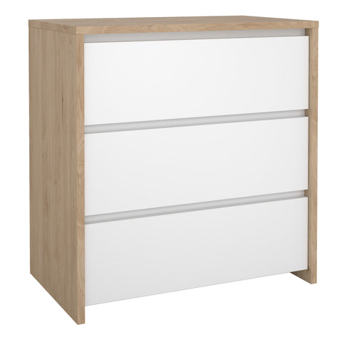 Next Chest 3 drawers Jackson Hickory White high gloss — front view