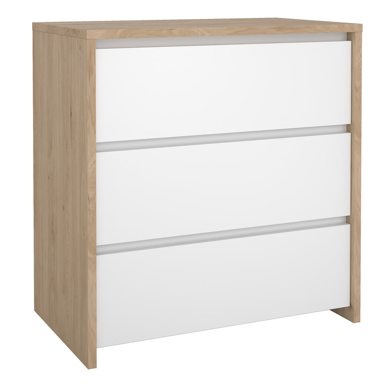 Next Chest 3 drawers Jackson Hickory White high gloss — front view