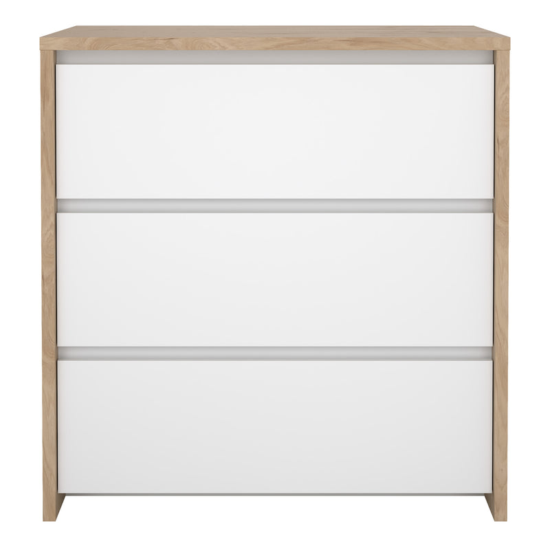 Next Chest 3 drawers Jackson Hickory White high gloss — side angle