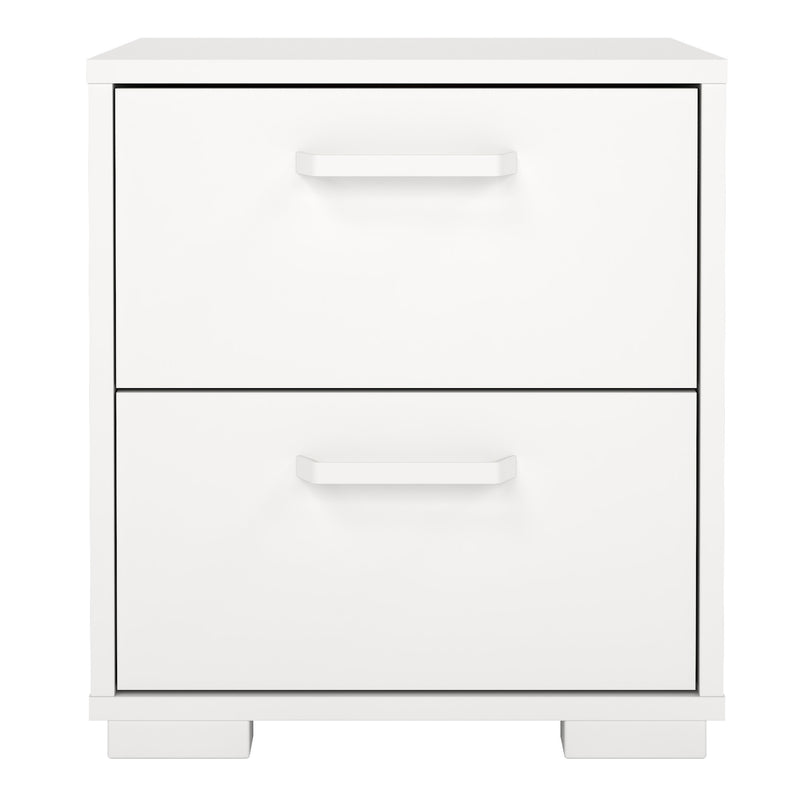 Sofia Nightstand 2 drawers White — side angle