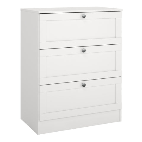Brande Chest with 3 Frame Drawers in White — front view