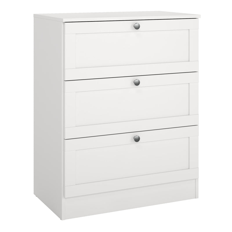 Brande Chest with 3 Frame Drawers in White — front view