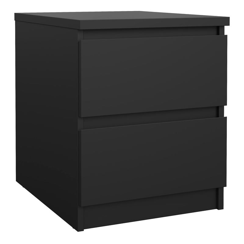 Naia Bedside 2 drawers in Matt Black — front view