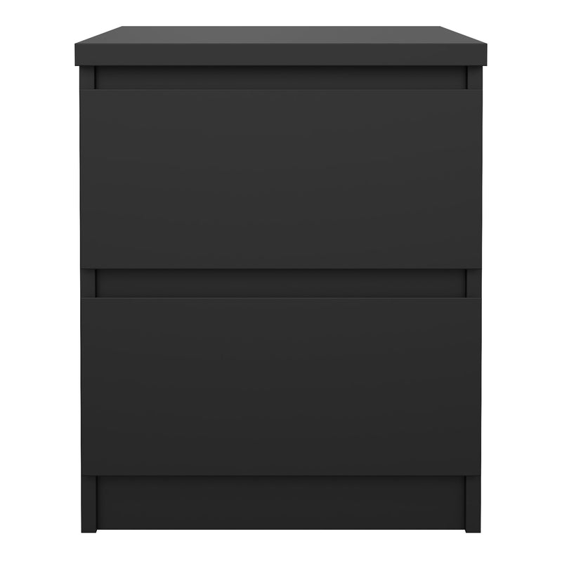 Naia Bedside 2 drawers in Matt Black — side angle