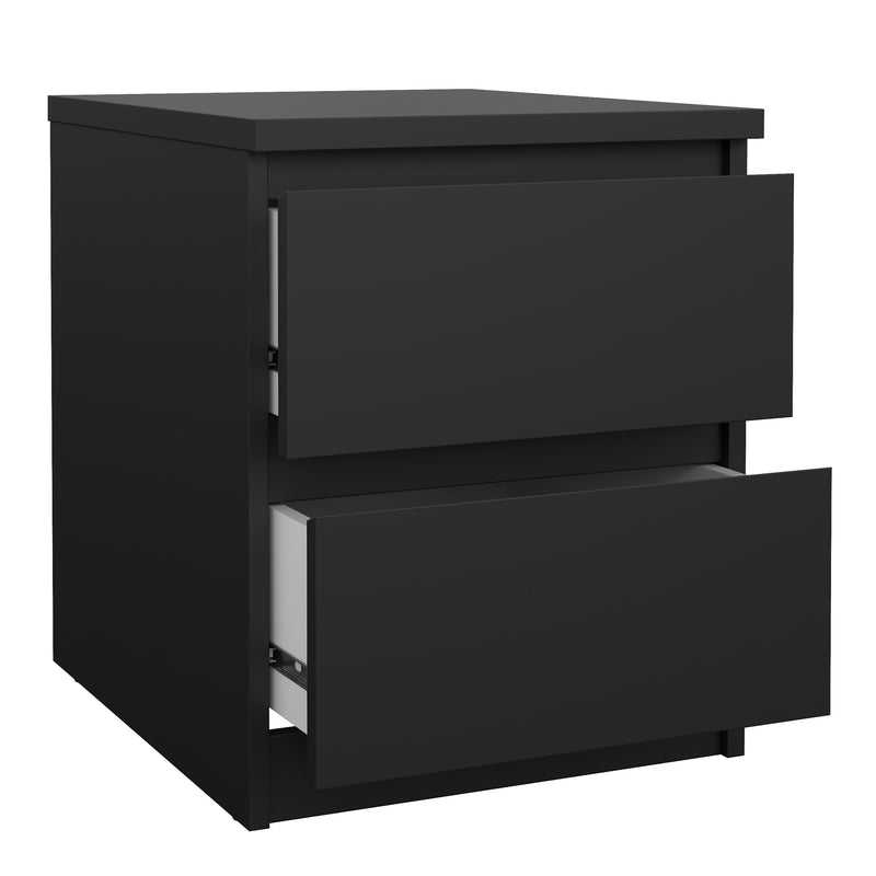 Naia Bedside 2 drawers in Matt Black — alternative angle