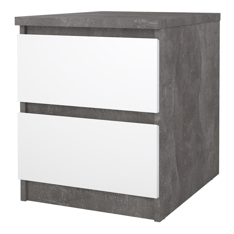Naia Bedside 2 drawers in Concrete/White high gloss — detail view