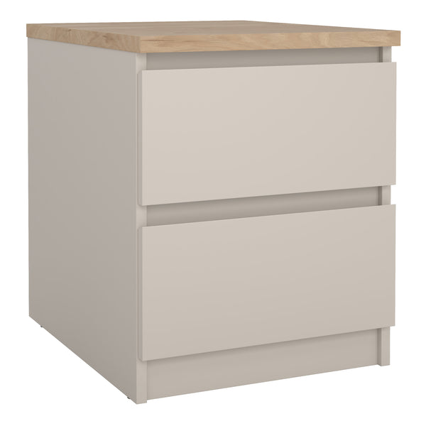 Naia Bedside 2 drawers in Cashmere Jackson Hickory