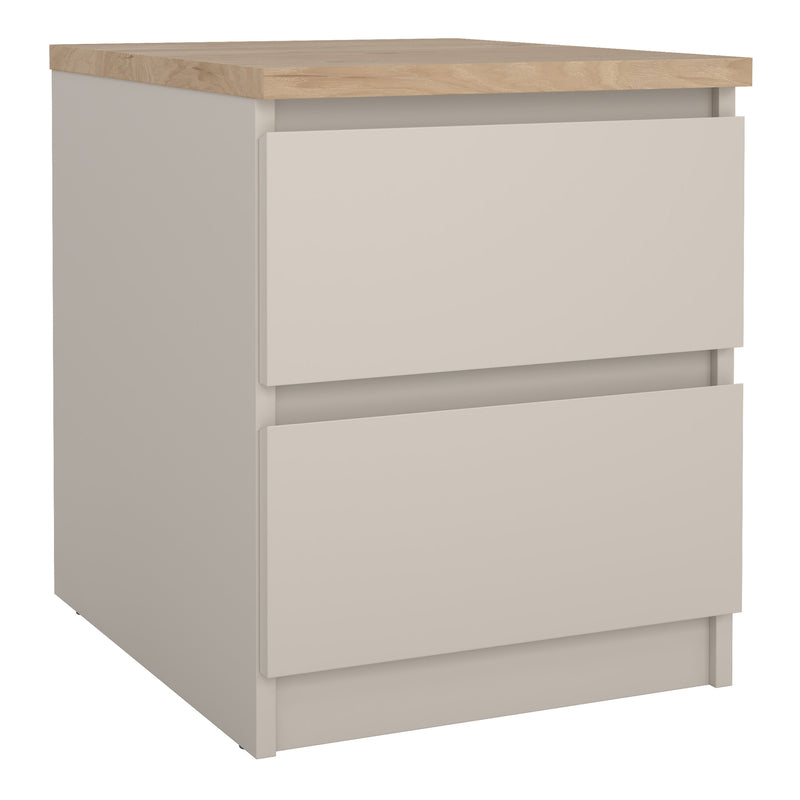 Naia Bedside 2 drawers in Cashmere Jackson Hickory — front view