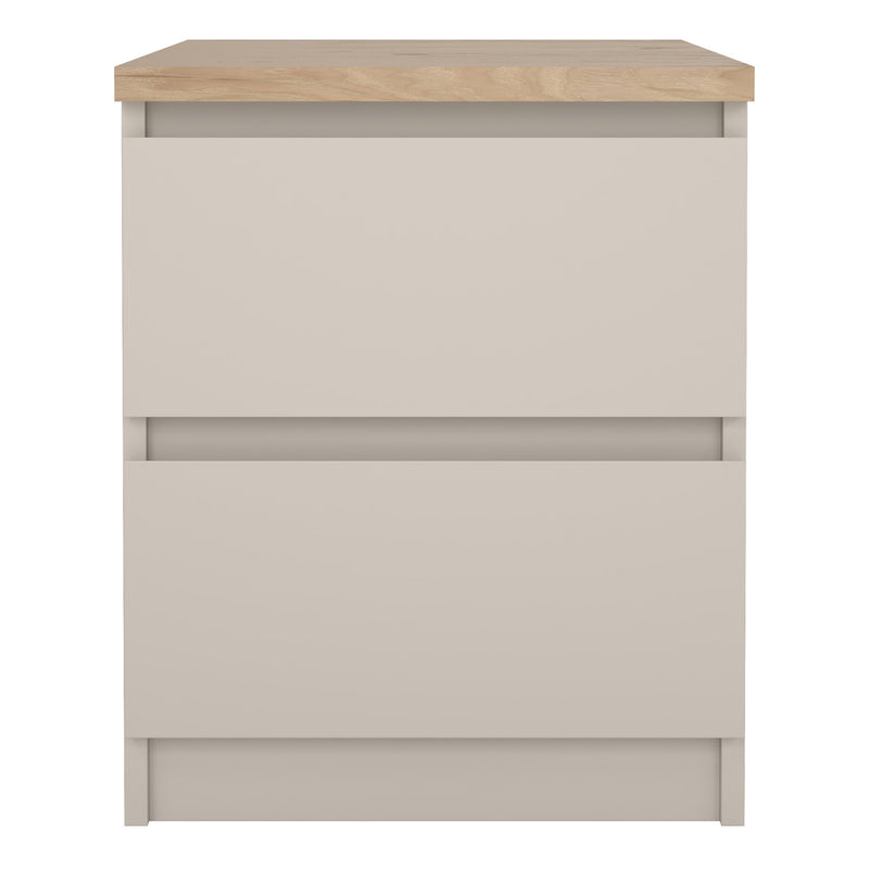 Naia Bedside 2 drawers in Cashmere Jackson Hickory — side angle