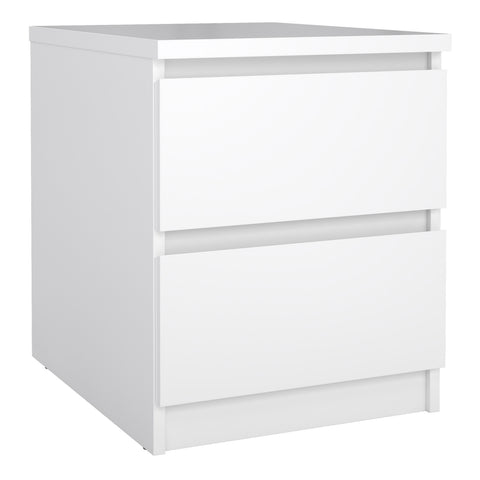Naia Bedside 2 drawers in White high gloss — front view