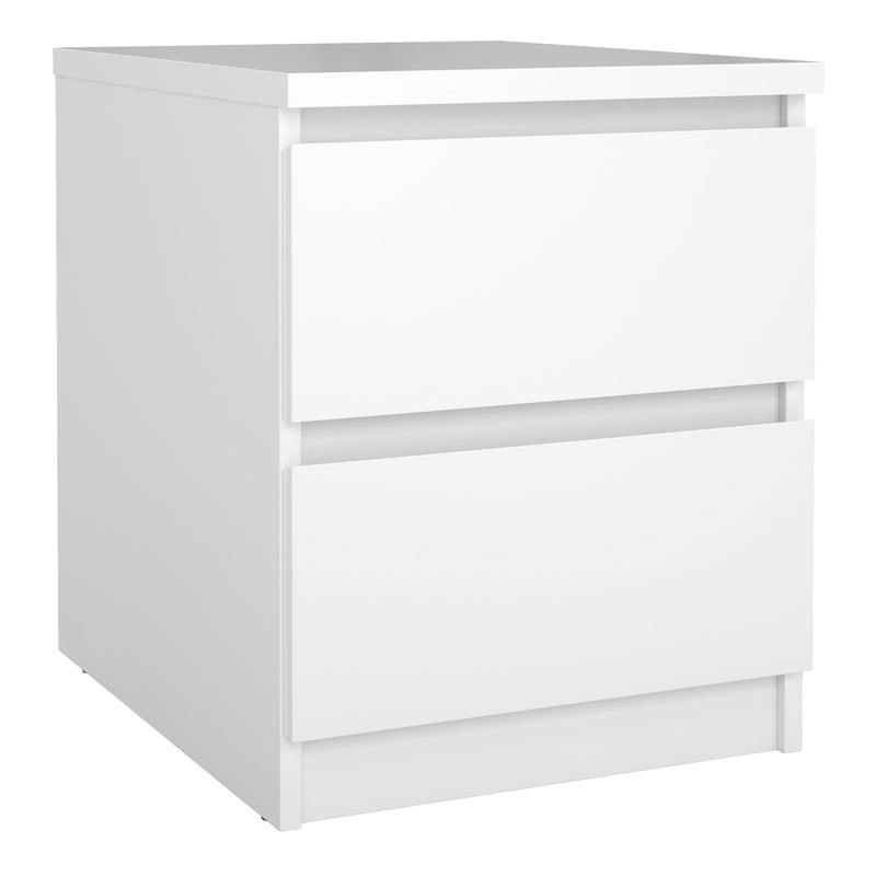 Naia Bedside 2 drawers in White high gloss — front view