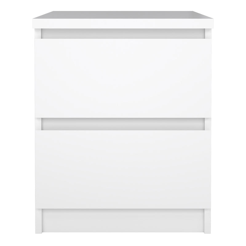 Naia Bedside 2 drawers in White high gloss — side angle