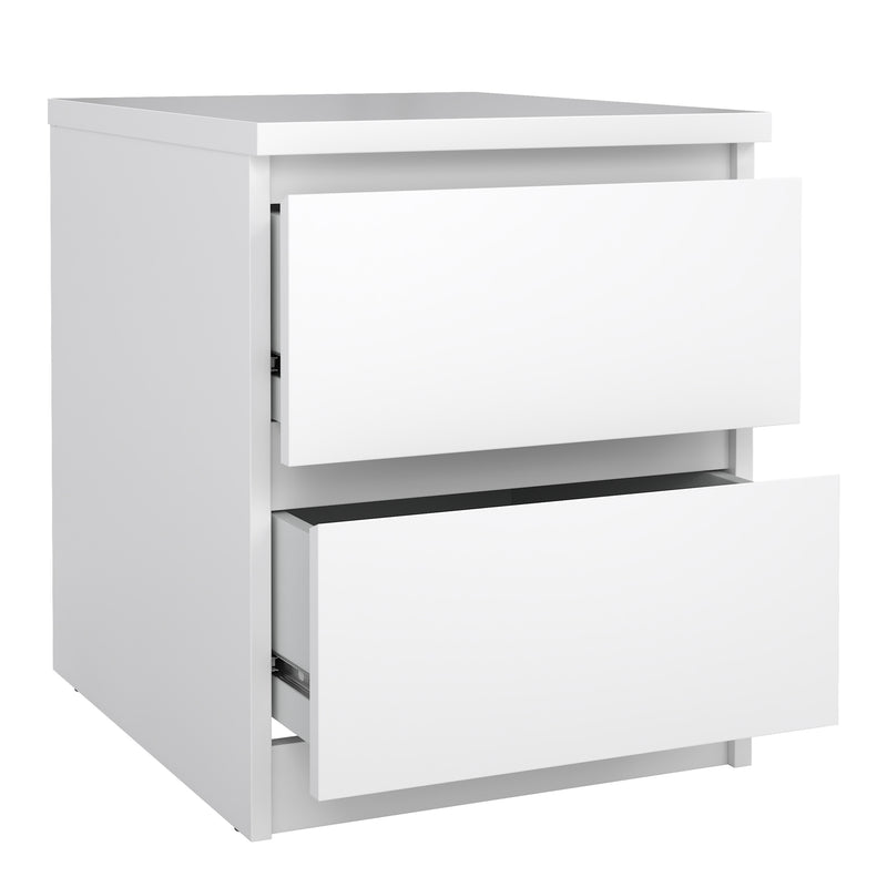 Naia Bedside 2 drawers in White high gloss — alternative angle