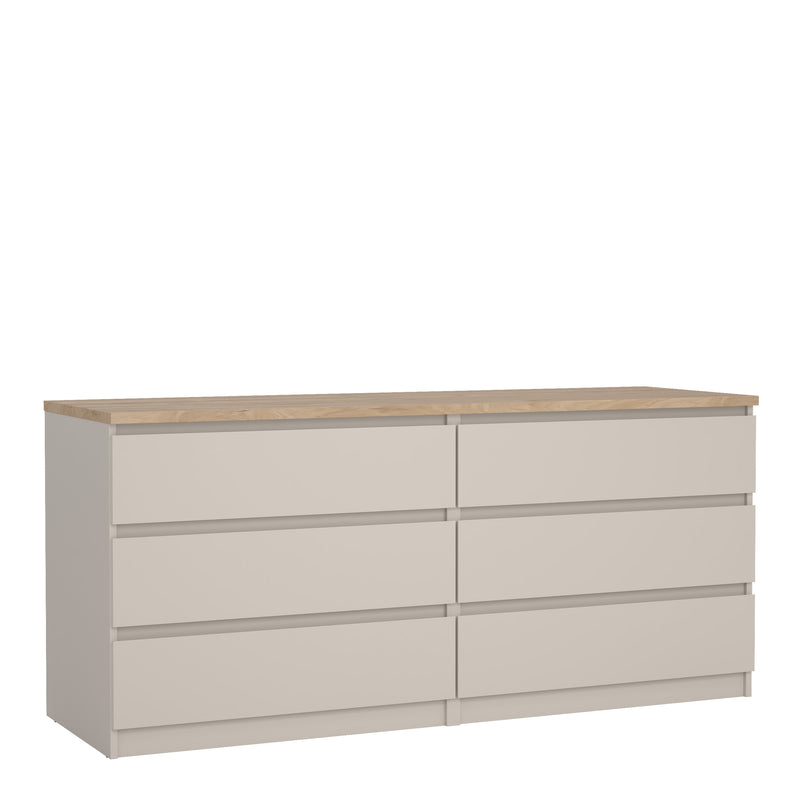 Naia Wide Chest of 6 Drawers (3+3) in Cashmere Jackson Hickory — front view