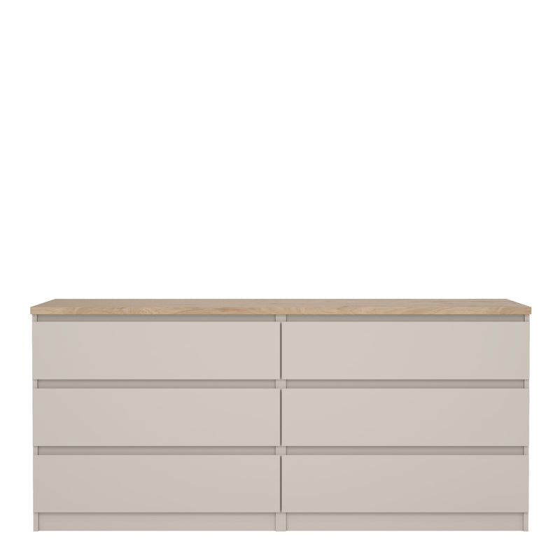 Naia Wide Chest of 6 Drawers (3+3) in Cashmere Jackson Hickory — side angle