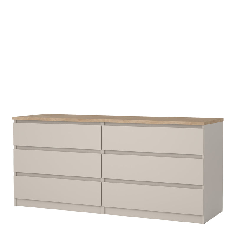 Naia Wide Chest of 6 Drawers (3+3) in Cashmere Jackson Hickory — detail view
