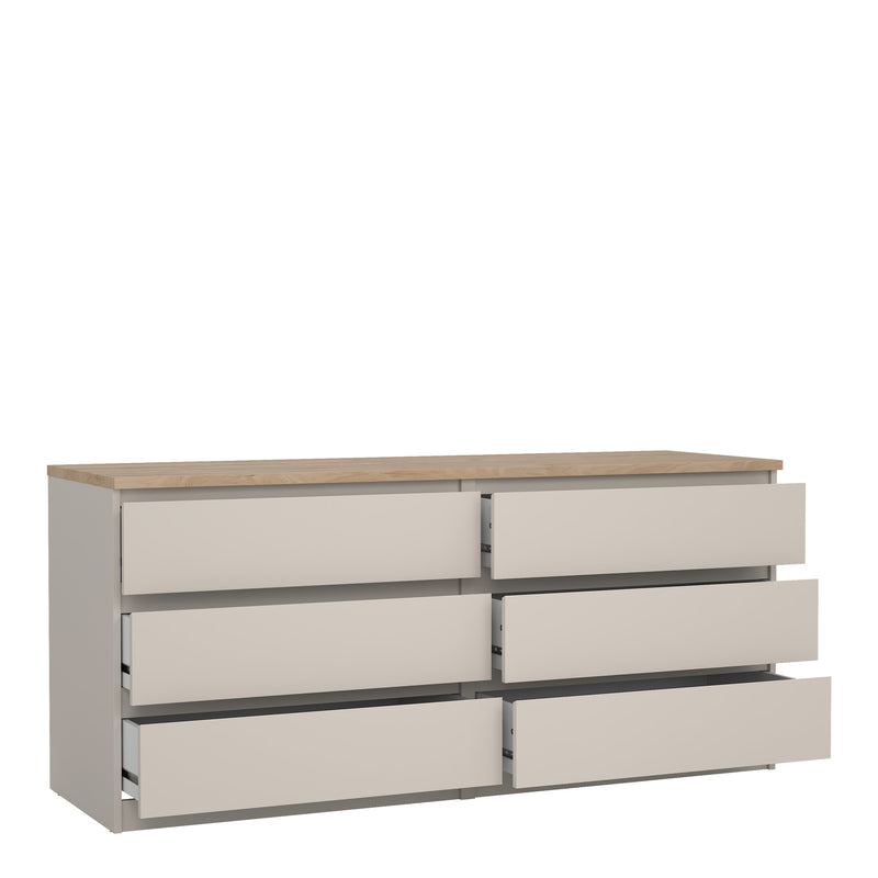 Naia Wide Chest of 6 Drawers (3+3) in Cashmere Jackson Hickory — alternative angle